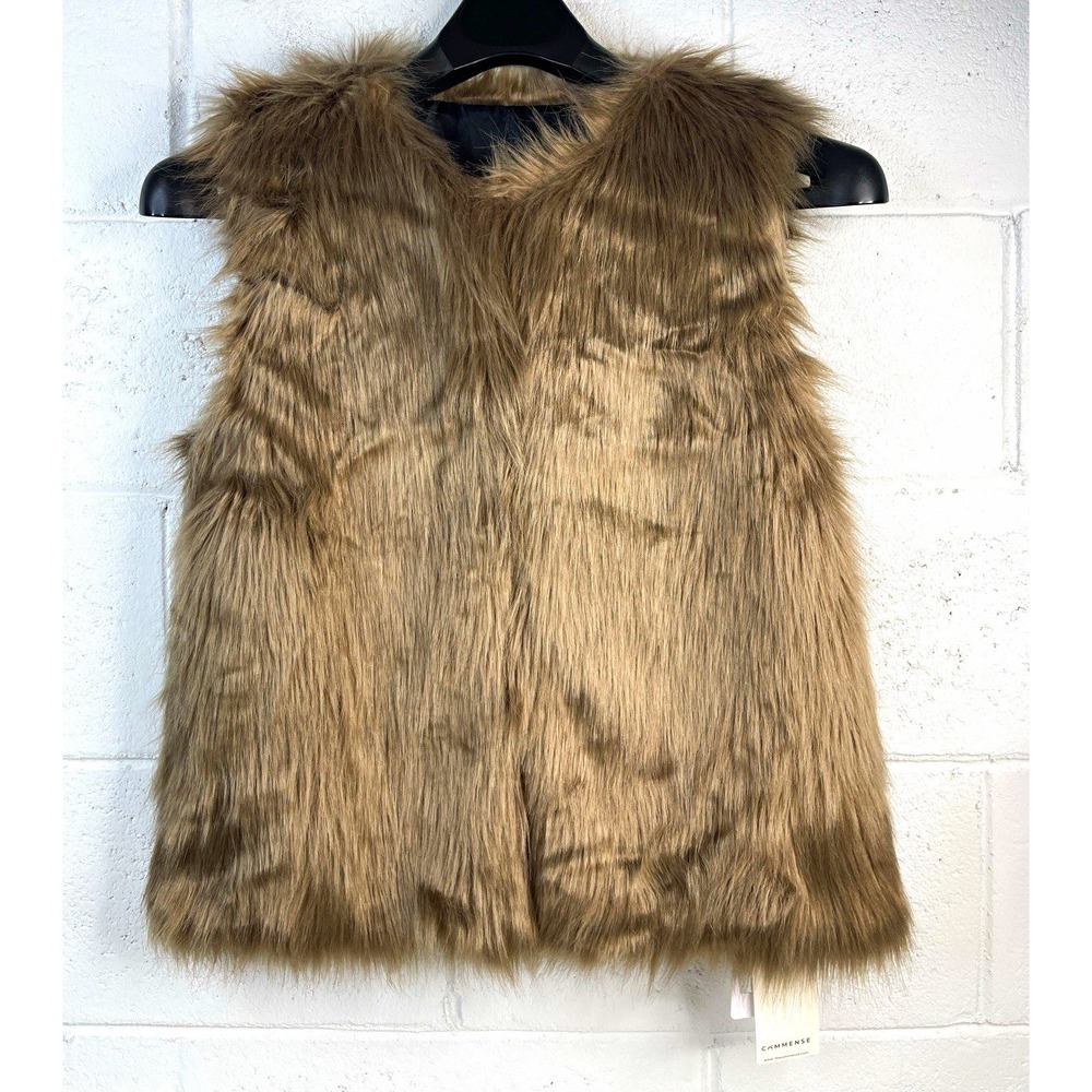 COMMENSE Brown Faux Fur Sleeveless Vest Women's Size M NWT